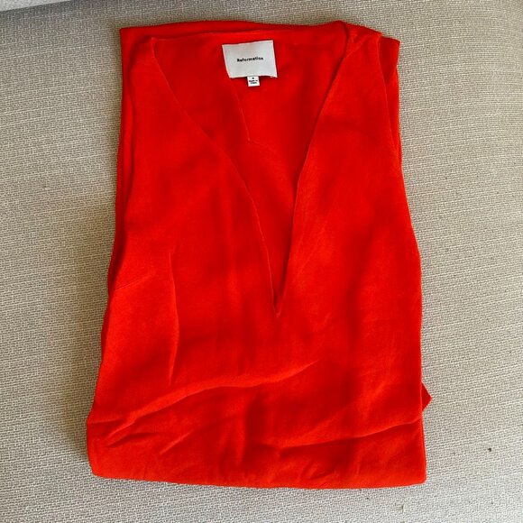 NEW Reformation Siana Dress Maxi V-Neck Dress Sz4 Paprika Orange - Picture 6 of 9